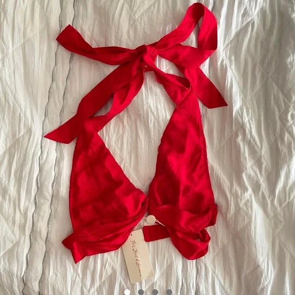 For Love and Lemons Gabriella Silk Dot Halter Top - Picture 4 of 5